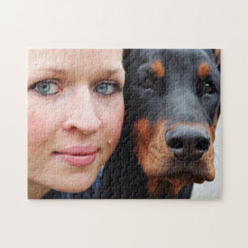 Mom And Her Dog Custom Photo Jigsaw Puzzle