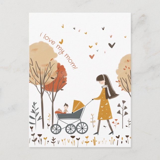Mom and her Kid on the Stroller Postcard (Front)