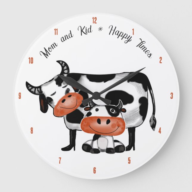 Mom and Kid * Happy Times Wall Clock (Front)