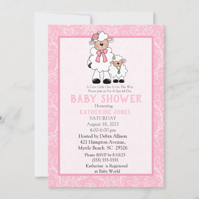 Mom and Little Lamb Baby Shower Invitation (Front)