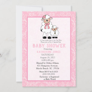 Mom and Little Lamb Baby Shower Invitation