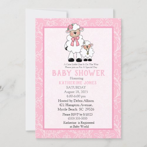 Mom and Little Lamb Baby Shower Invitation