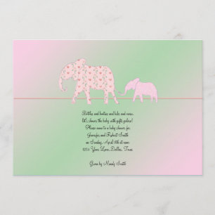 Mom and Me Elephant Baby Girl Shower Invitation