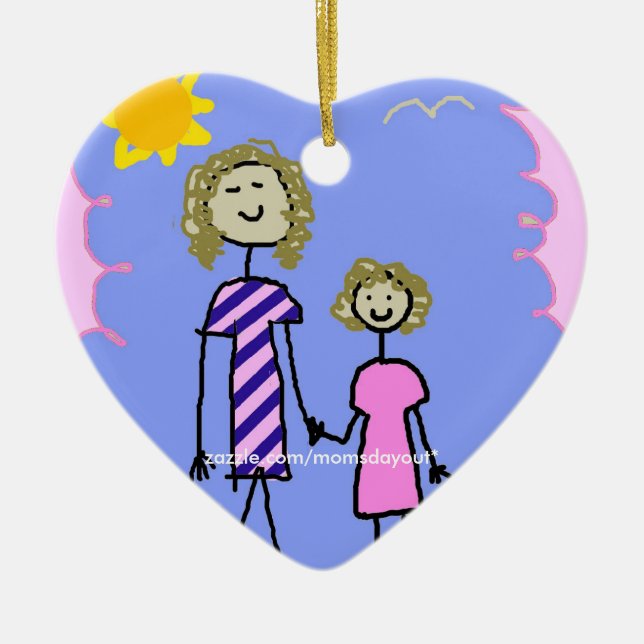 Mom and Me, Mother Daughter Walk Ceramic Ornament (Front)