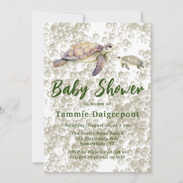 Mom and Me Sea Turtles Baby Shower Invitation (Front)