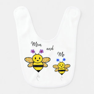 Mom and Me Whimsical Floral Bee Baby Bib