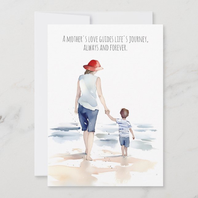 Mom and son at the beach | Mother's Day Card (Front)