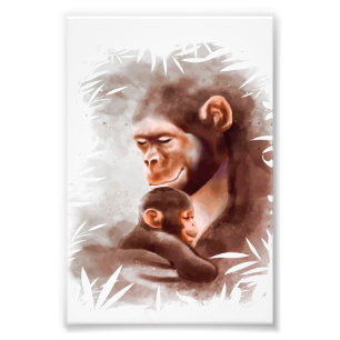 Mom And Son Monkey Paint, Monkey Family Birthday Photo Print
