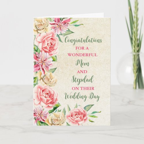 Mom and Stepdad  Wedding Day Congratulations Card