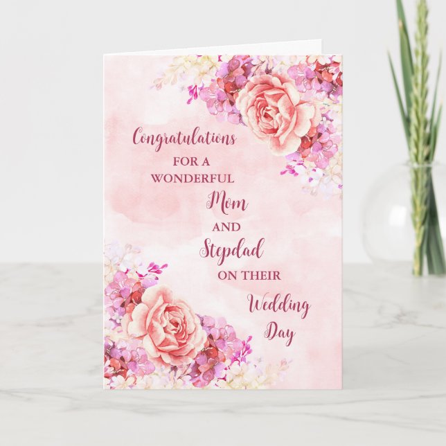Mom and Stepdad Wedding Day Congratulations Card (Front)