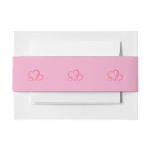 Mom and Twin Interlocking Hearts Baby Shower  Invitation Belly Band
