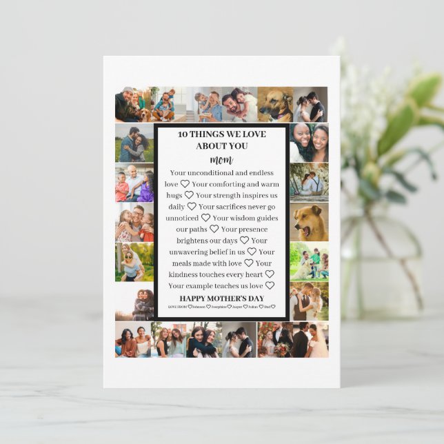 Mom appreciation | Mothers Day 22 Photo Collage Holiday Card (Standing Front)