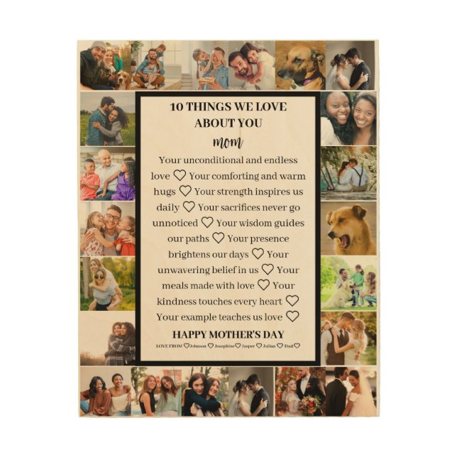 Mom appreciation | Mothers Day 22 Photo Collage Wood Wall Art (Front)