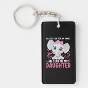 Mom Art He Sent Me Elephant Daughter Keychain