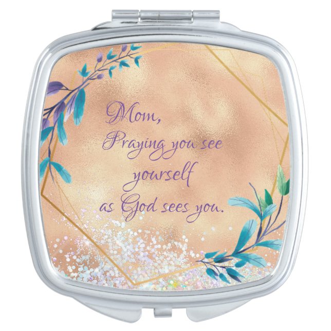 Mom As God Sees You Prayer Quote  Compact Mirror (Front)
