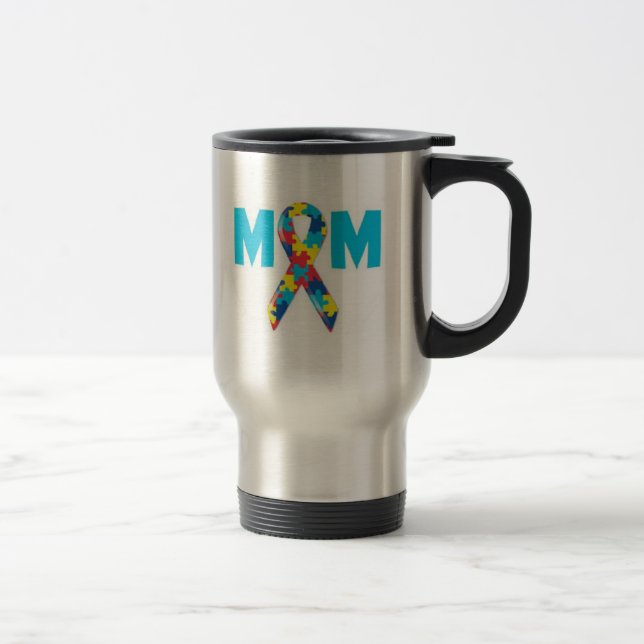 Mom Autism Awareness Travel Mug (Right)
