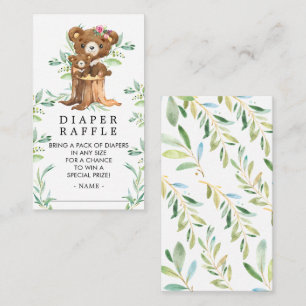 Mom & Baby Bear Baby Shower Diaper Raffle Ticket Enclosure Card