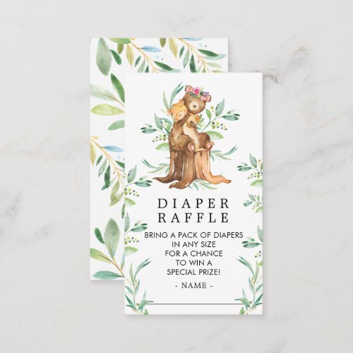 Mom  Baby Bear Baby Shower Diaper Raffle Ticket Enclosure Card