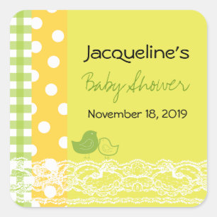 Mom & Baby Bird Lace Cute Baby Shower Gift Tag