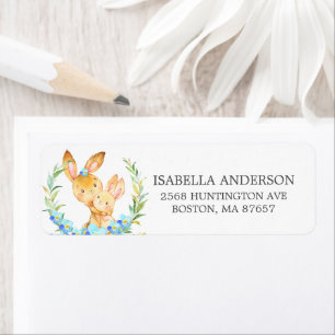 Mom & Baby Bunny Baby Shower Address Label