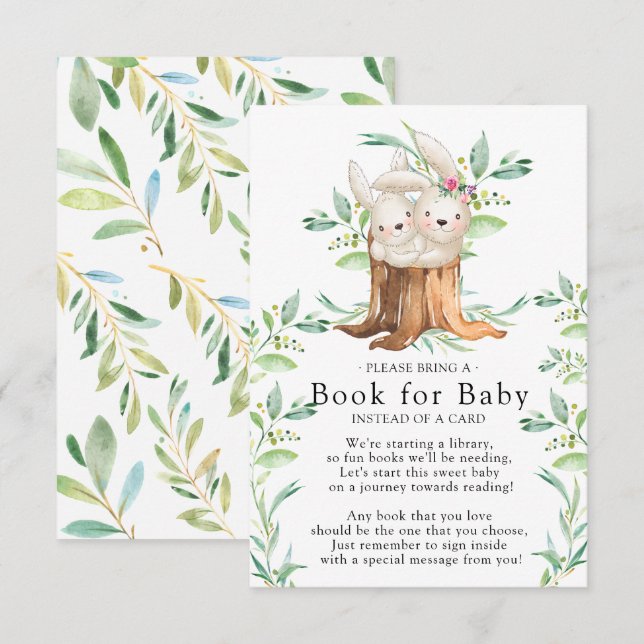 Mom & Baby Bunny Baby Shower Book for Baby Card (Front/Back)
