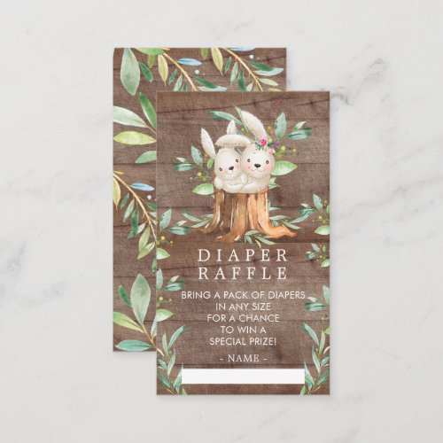 Mom  Baby Bunny Baby Shower Diaper Raffle Ticket Enclosure Card
