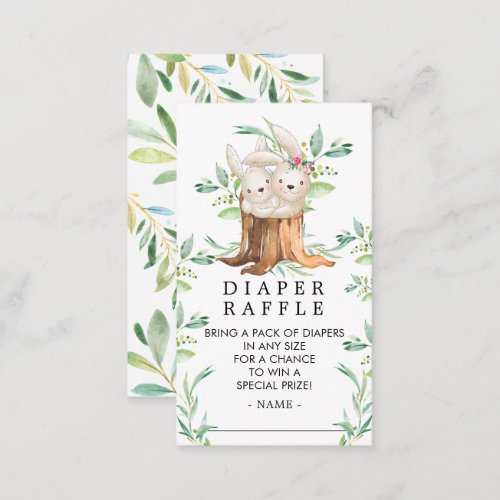 Mom  Baby Bunny Baby Shower Diaper Raffle Ticket Enclosure Card