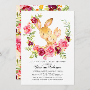 Mom & Baby Bunny Baby Shower Invitation