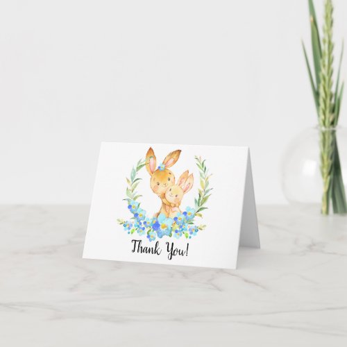 Mom  Baby Bunny Boys Shower Thank You Note