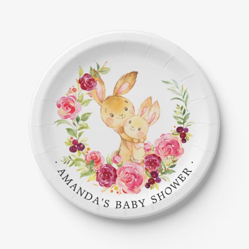 Mom  Baby Bunny Girls Baby Shower 7 Plate