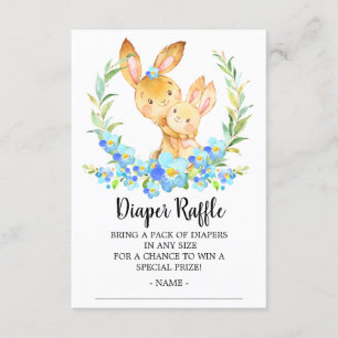 Mom & Baby Bunny Shower Diaper Raffle Ticket Enclosure Card
