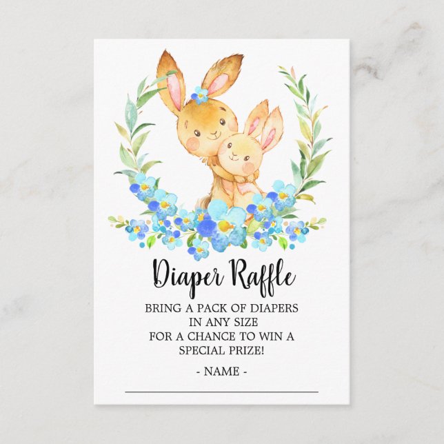 Mom & Baby Bunny Shower Diaper Raffle Ticket Enclosure Card (Front)