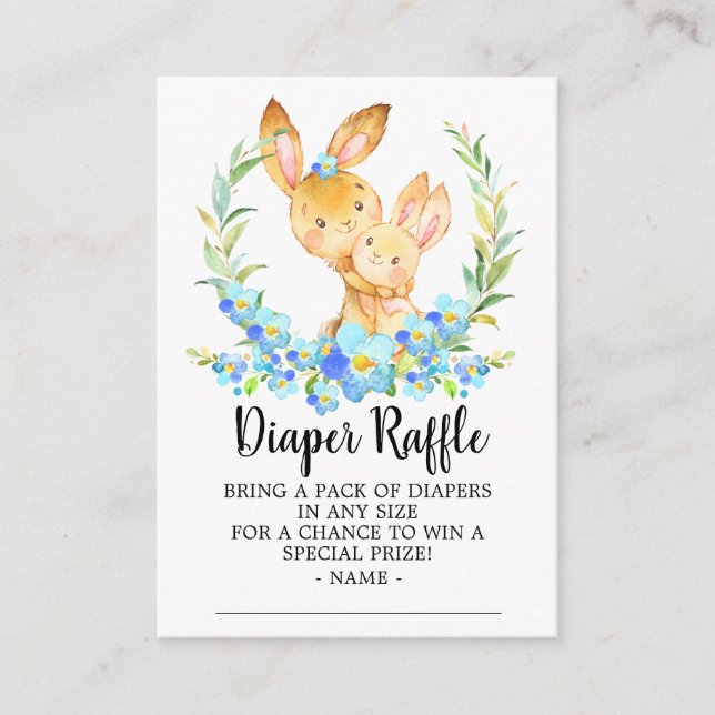 Mom & Baby Bunny Shower Diaper Raffle Ticket Enclosure Card (Front)