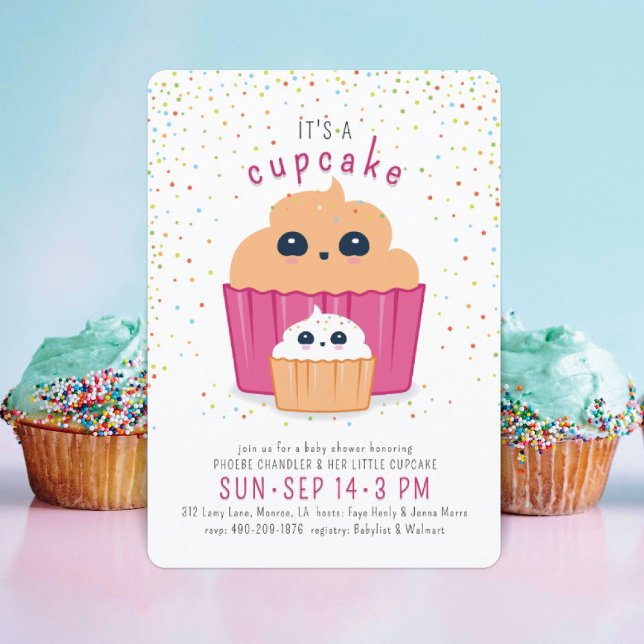 Mom & Baby Cupcake Baby Shower Invitation (Creator Uploaded)