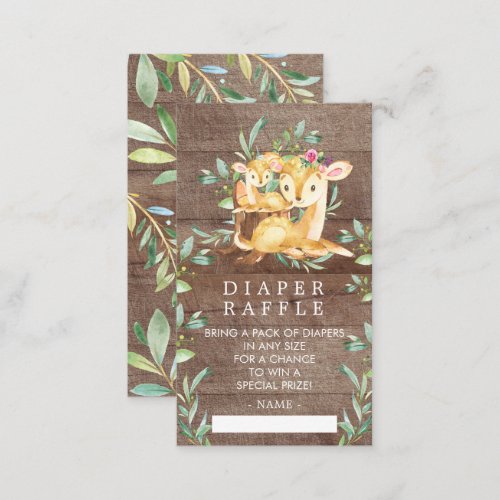 Mom  Baby Deer Baby Shower Diaper Raffle Ticket Enclosure Card