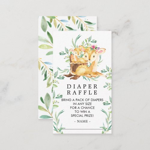 Mom  Baby Deer Baby Shower Diaper Raffle Ticket Enclosure Card