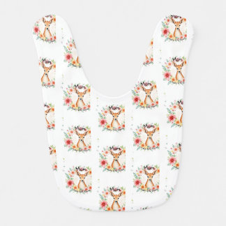 Mom & Baby Deer Floral Baby Bib
