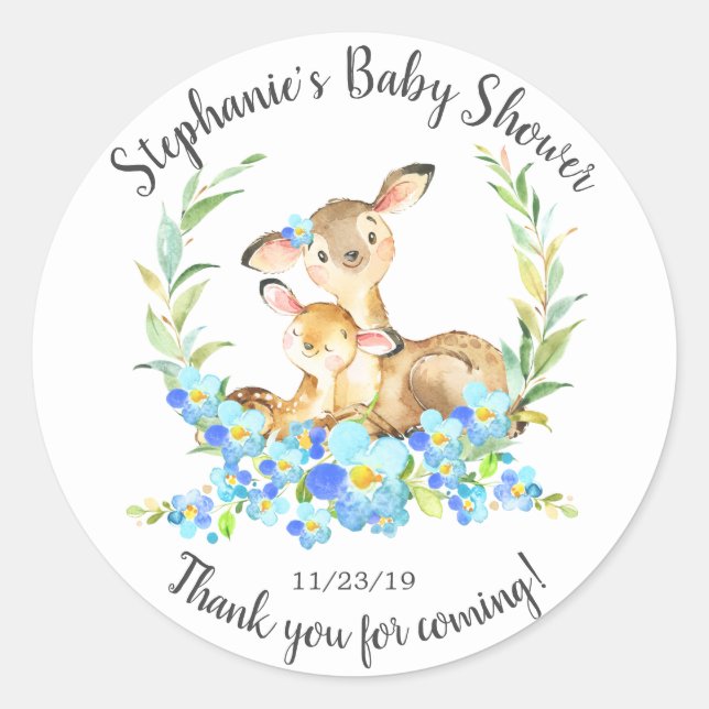 Mom & Baby Deer  Shower Favor Sticker (Front)