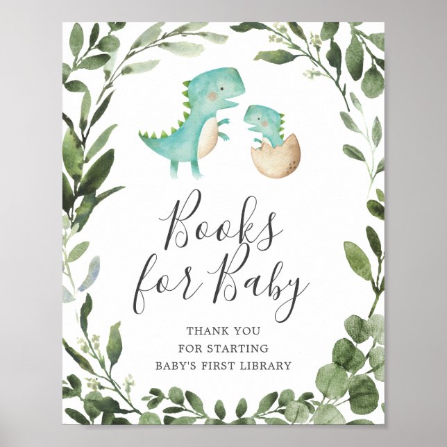 Mom Baby Dinosaur Baby Shower Books For Baby Sign (Front)
