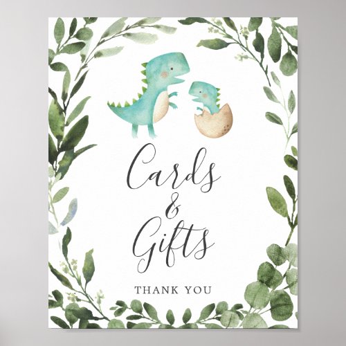 Mom Baby Dinosaur Baby Shower Cards and Gifts Sign