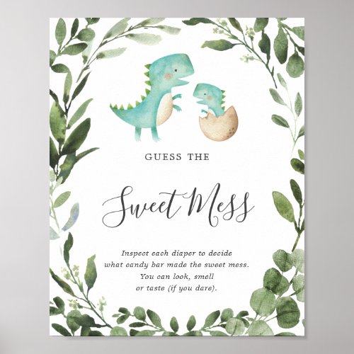 Mom Baby Dinosaur Baby Shower Guess The Sweet Mess Poster