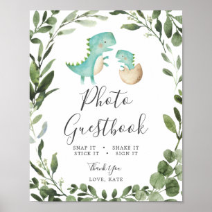 Mom Baby Dinosaur Baby Shower Photo Guestbook Sign