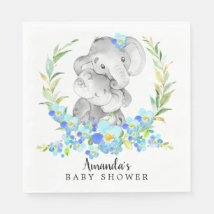 Mom & Baby Elephant Boys Shower Paper Napkins