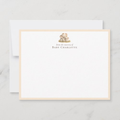 Mom & Baby Elephant Nursery Note Card Personalized