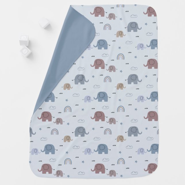 Mom & Baby Elephant Pattern  Baby Blanket (In Situ)