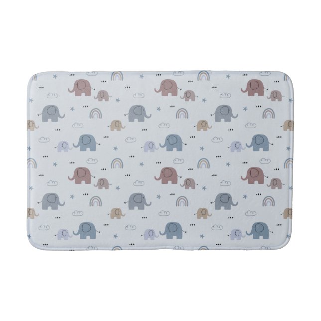 Mom & Baby Elephant Pattern Bath Mat (Front)