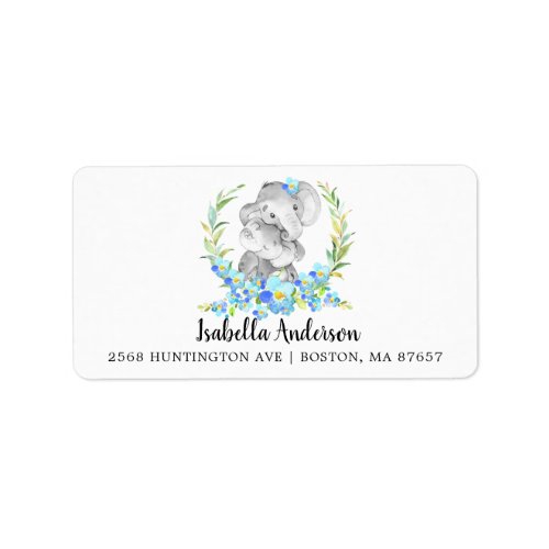 Mom  Baby Elephant Shower Address Label