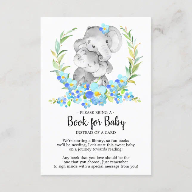 Mom & Baby Elephant Shower Book for Baby Card Zazzle