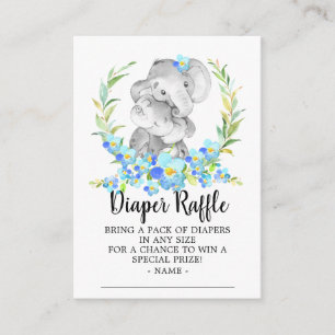 Mom & Baby Elephant Shower Diaper Raffle Ticket Enclosure Card