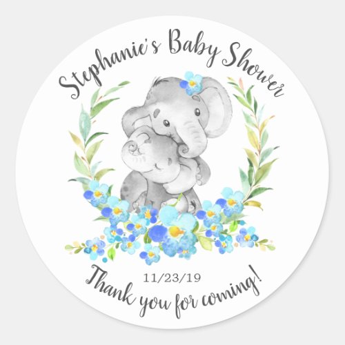 Mom  Baby Elephant  Shower Favor Sticker